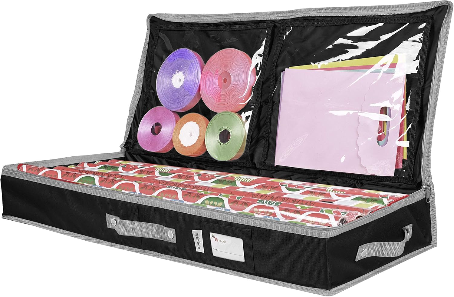 Primode Storage Organizer for 30 Inch Wrapping Paper, Gift Wrap, Ribbon and Bows, 31”x 13.5”x 4.5”, Durable 600D Oxford Material (Black)