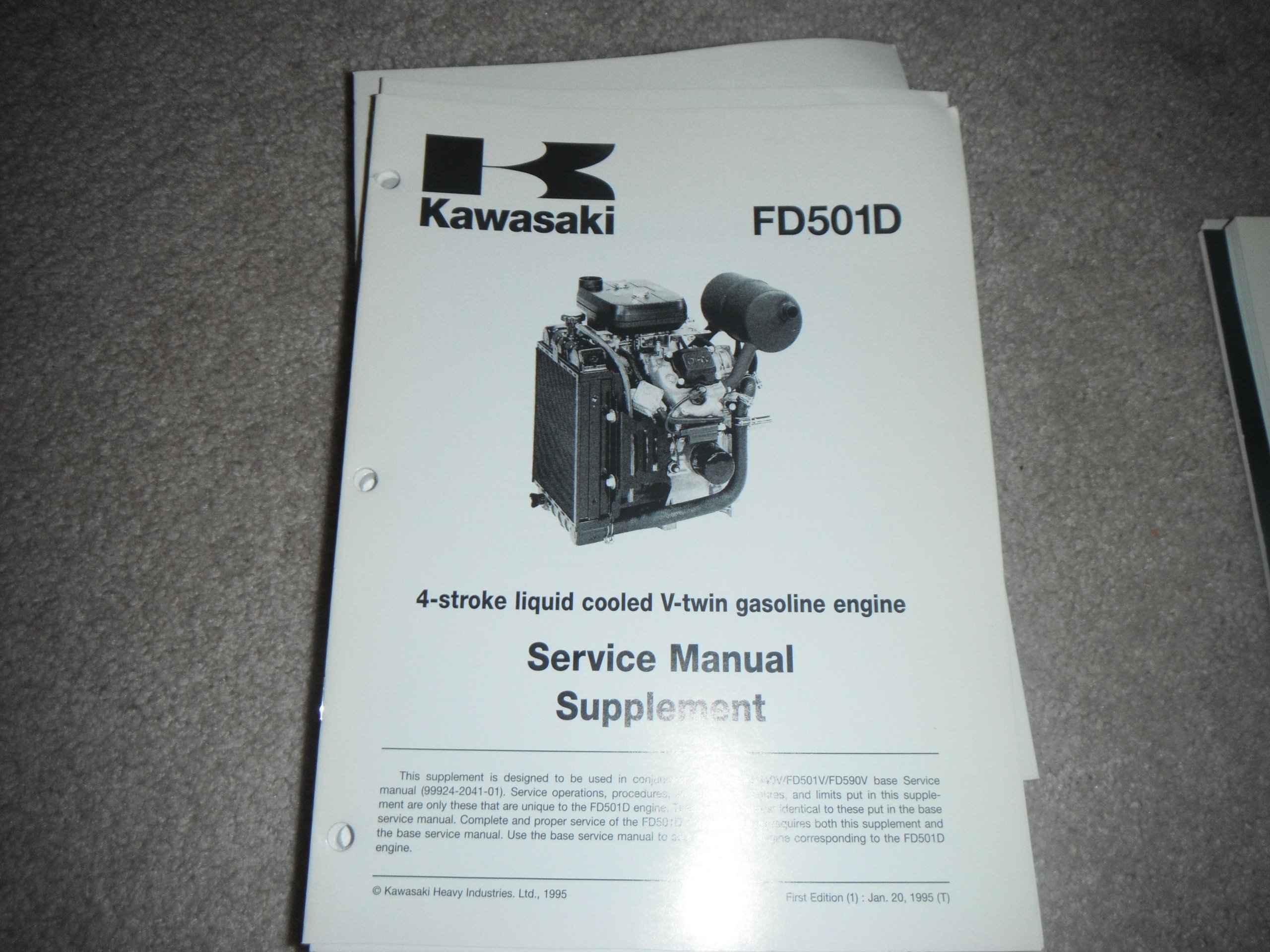 Kawasaki Fd501d 4 Stroke Liquid Cooled V Twin Gasoline Engine Service Manual Supplement Kawasaki Motors Books