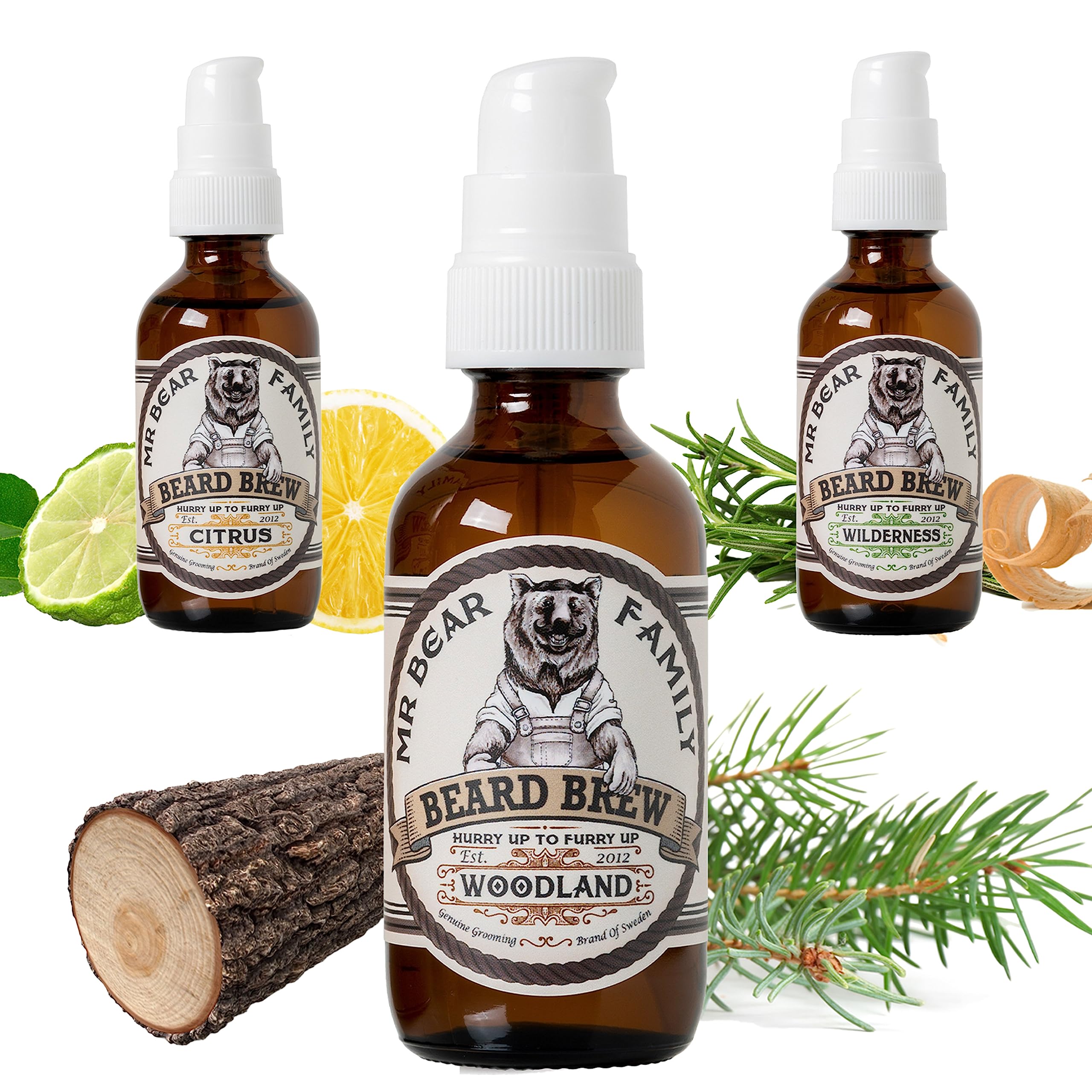 Natural Beard Oil for Men – Scented Beard Moisturiser Oil Contains Hydrating Jojoba + Argan Oils – Nourishing Mens Beards Softener for Healthier Hair Growth (Woodland, 60ml)