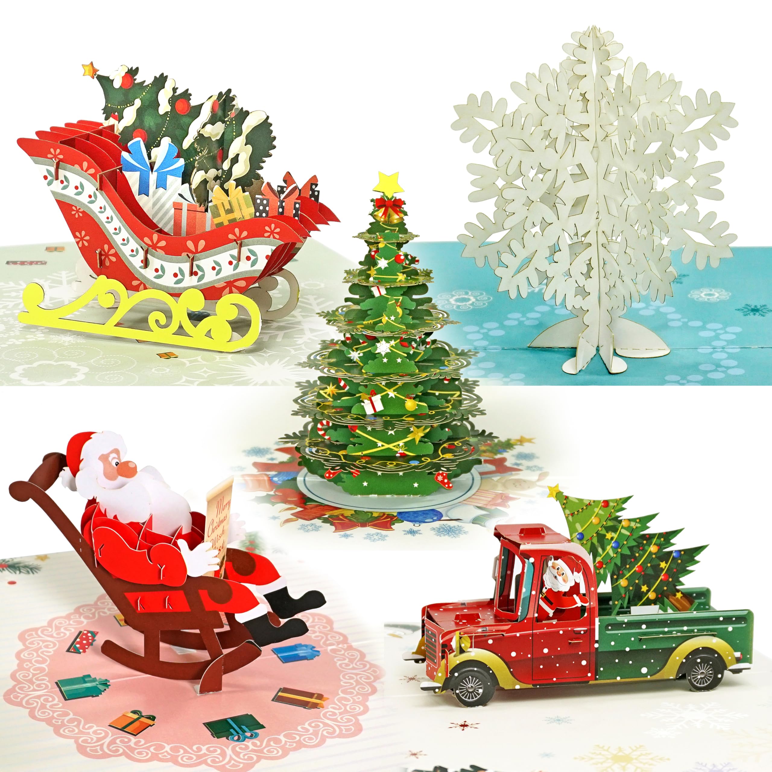 CUTPOPUP Pack 5 Merry Christmas Cards 2025, Pop Up Christmas Cards w Envelope, 3D Xmas Card, Holiday Greeting Card Gifts for Her Him Wife Husband Family Son Mum Dad (Xmas 5Pack) US8-SET1UK1218