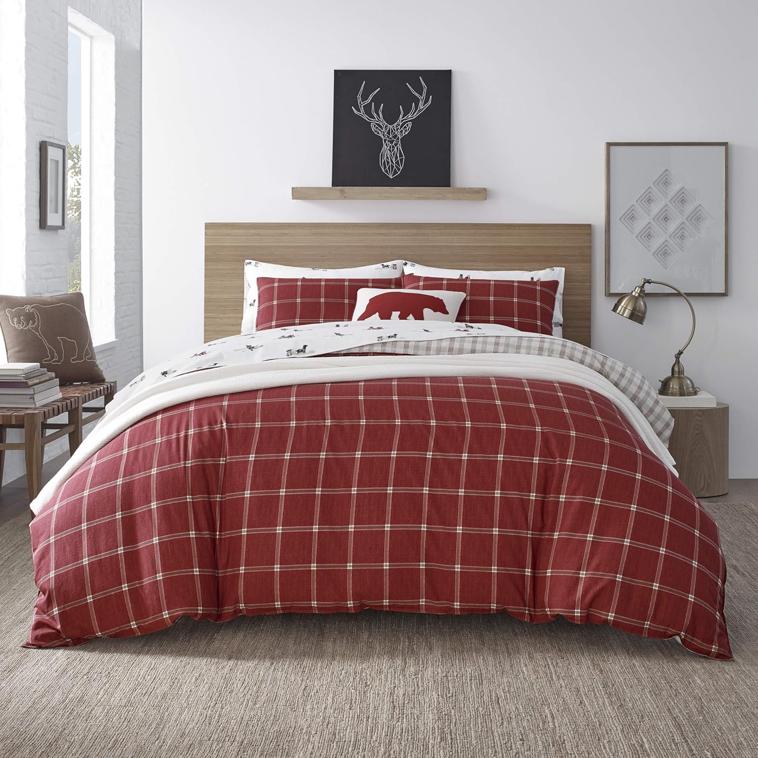 Buy Eddie Bauer Corbett Plaid Comforter Set, King, Red Online at Low