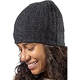 Fishers Finery Women's 100% Pure Cashmere Cable Knit Hat (Charcoal)