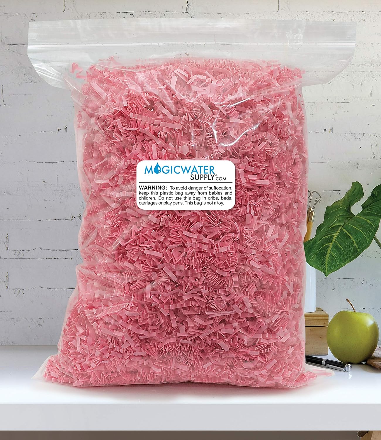 Crinkle Cut Paper Shred Filler (1/2 LB) for Gift Wrapping & Basket Filling - Light Pink | MagicWater Supply: Home & Kitchen