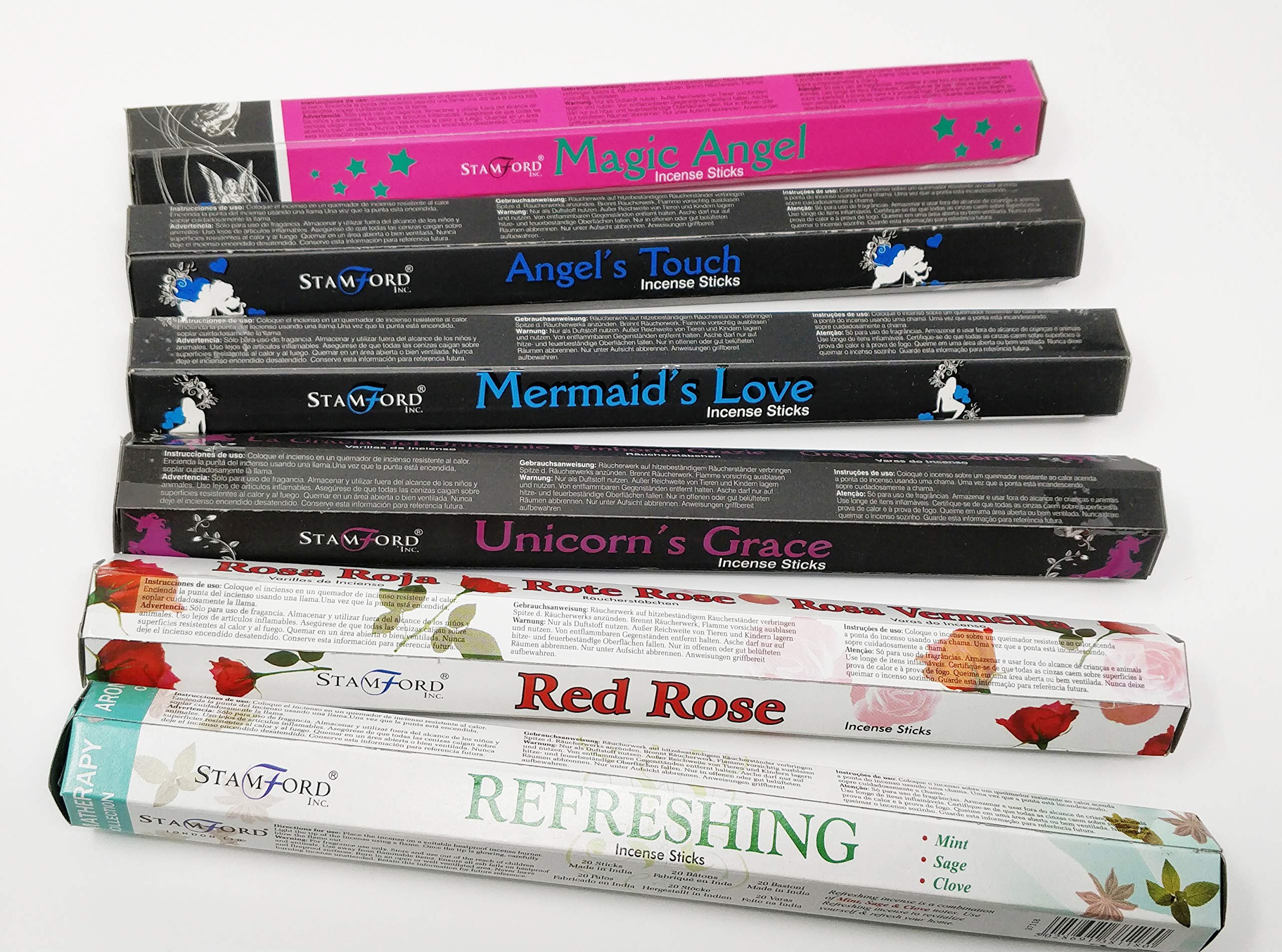 Stamford Incense Sticks-Unicorn Grace, Magic Angel, Guardian Angel, Refreshing, RED Rose, Mermaid's Love with Magnetic Bookmark by Sterling Effectz(A11)