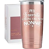Nonnie Gifts for Grandma, Insulated Stainless Steel Wine Tumbler with Lid, For Nana, Gigi, Granny, Grammy, Birthday, Mother’s Day, Christmas gifts, Rose Gold, (20 oz) Call me Nonnie