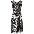 PrettyGuide Women's Elegant 1920s Sequin Beaded Double Side Flapper Cocktail Dress S Gold