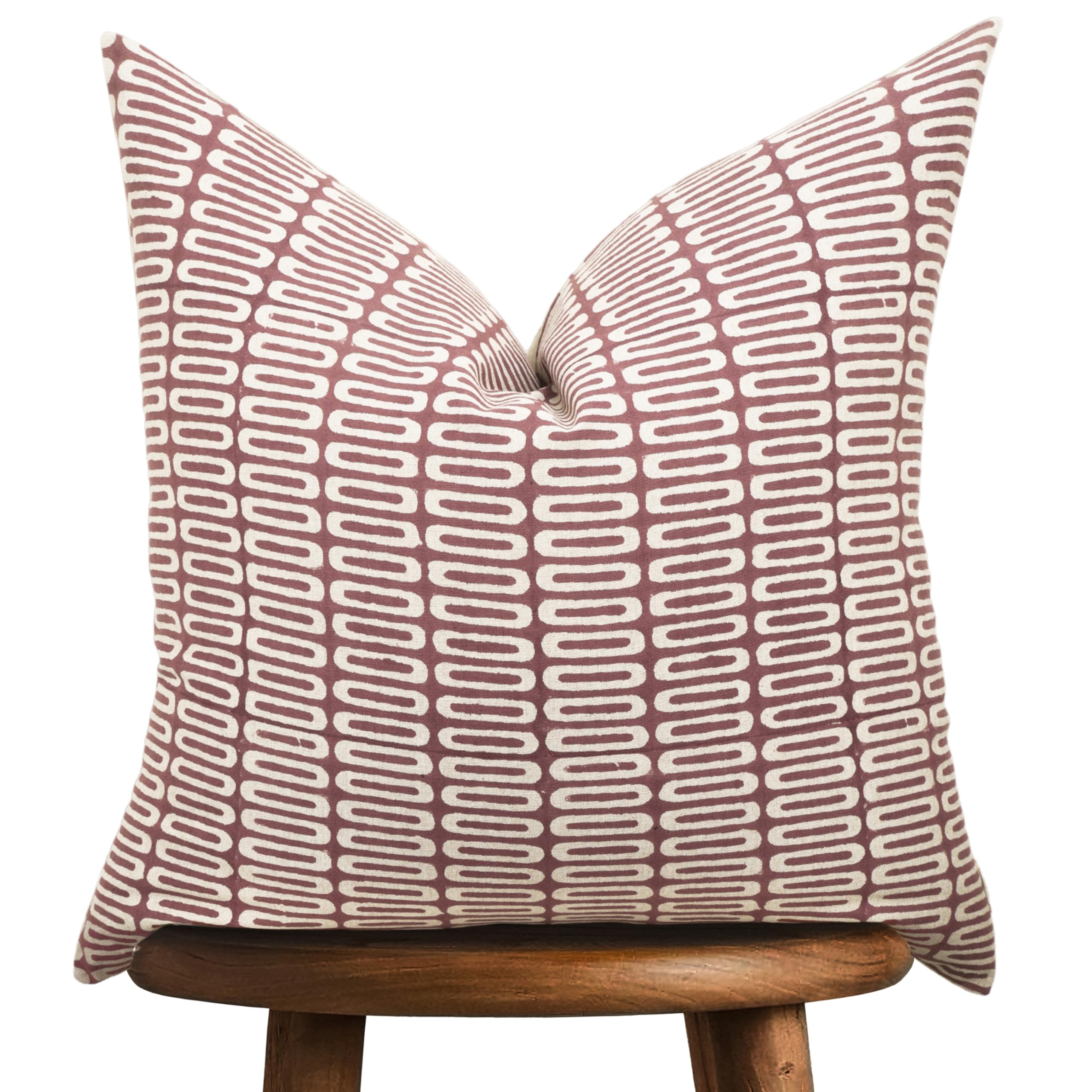 Photo 1 of Handmade Block Print 100% Thick Cotton 20 x 20 inch Throw Pillow Cushion Cover with Zipper - Pillowcase for Bedroom, livingroom, Couch, Sofa, Outdoor, Chair, Bed, Home Décor-Lana (Rose Taupe)