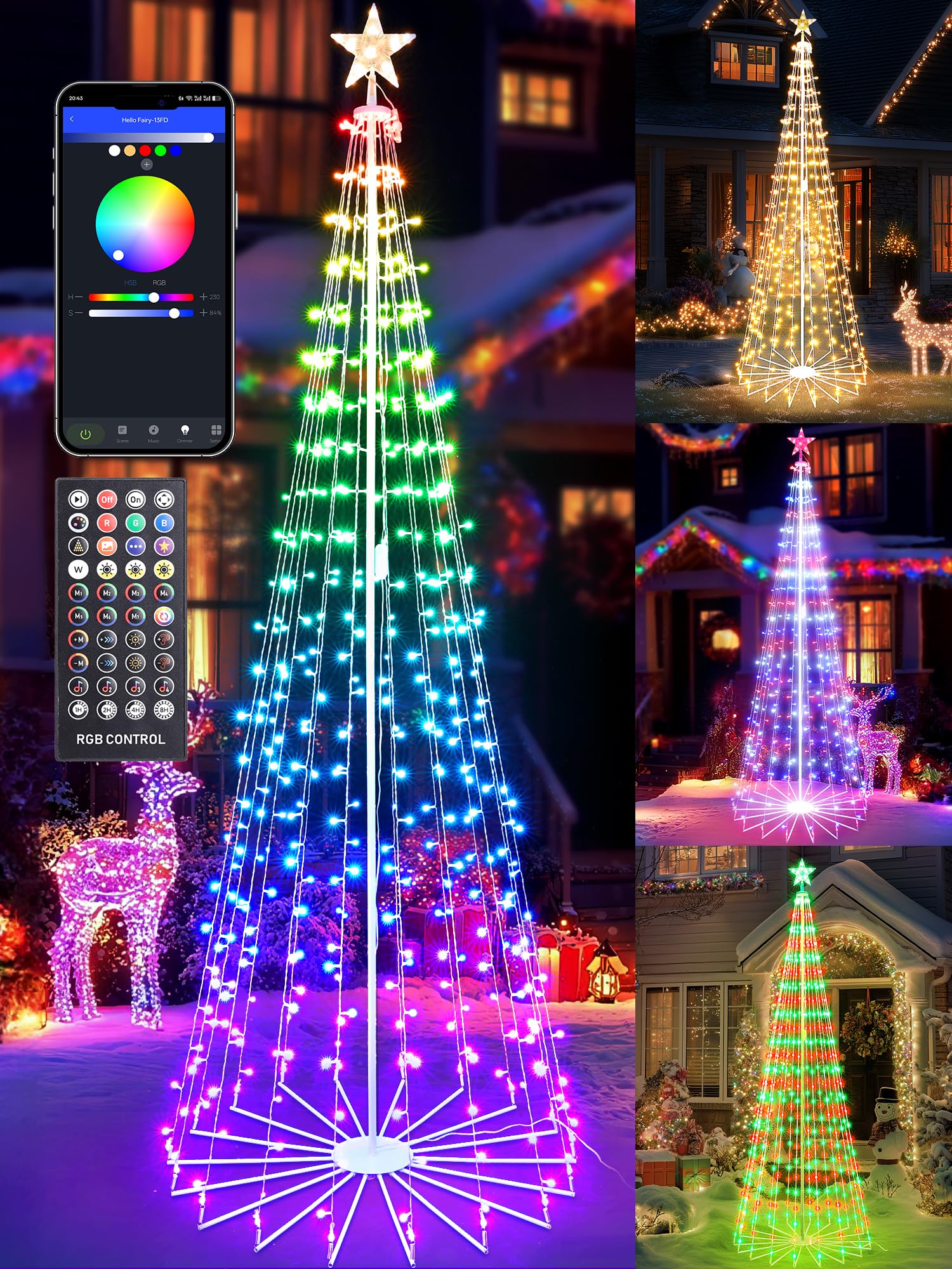 Photo 1 of ***(MAJOR DAMAGE/ BROKEN STAR)***Flacchi 8.8 FT Smart Christmas Tree Lights - Star Tree Topper with Removable Bracket, App Control, Sync with Music, Waterfall Colored Lights for Indoor Outdoor Xmas Decorations (8.8FT/ String Lights)