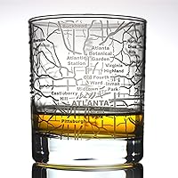 Greenline Goods Whiskey Glasses - 10 Oz Tumbler for Atlanta Lovers (Single Glass)| Etched with Atlanta Map| Old…