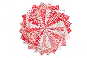 MATERIAL MAVEN 17 10" Red and White Layer Cake Quilt Fabric Squares