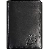 BULL GUARD Genuine Nappa Leather Trifold Wallet For Men RFID And ID Window