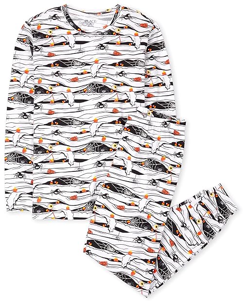 The Children's Place Unisex Adult 2 Piece Snug Fit Cotton Pajama Set, Glow Mummy-adult, Medium US