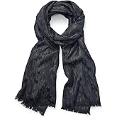 DKNY womens Metallic Logo Pashmina Scarf With Eyelash Fringe