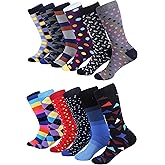 Marino Men's Dress Socks - Colorful Funky Socks for Men - Cotton Fashion Patterned Socks - 12 Pack