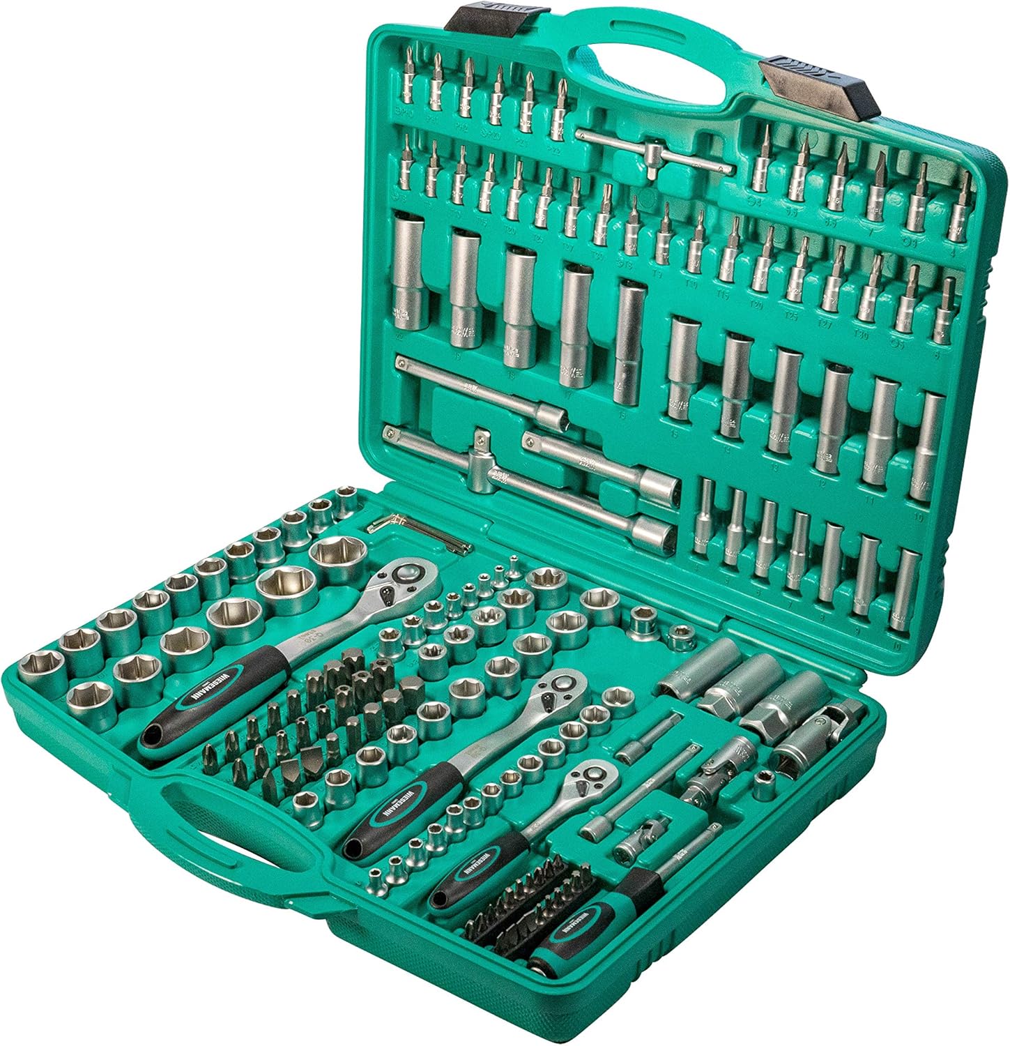 WIESEMANN 1893 Large Socket Wrench Set 171 pcs 1/2" 3/8" 1/4" with Ratchet Made of Chrome Vanadium Steel I Socket Wrench Inserts I Hexagon Wrench I PH PZ I Bits I with Tool case from I 80119