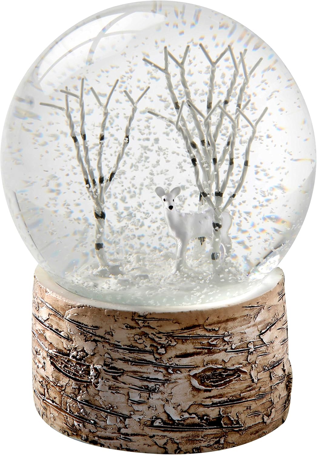 WeRChristmas Deer and Birch Trees with Birch Base Snow Globe Christmas
