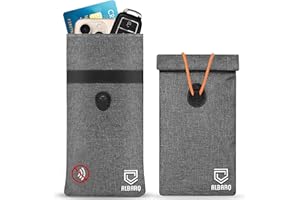 ALBARQ Premium Faraday Bags For Phones Size 8"x4" Fits All Smartphones Anti Shield Sleeve Pouch Cover Faraday Fabric EMF Blocker Case Protection SmartDot 5G RF Car Key Fob Protector Signal data Blocking Gray