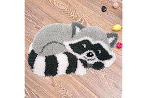 kingsea Latch Hook Kits DIY Crochet Needlework Crafts Color Printed Rug Cover Cushion Carpet, Latch Hook Kits for Adults Teen Home Decoration - 20"X 15"