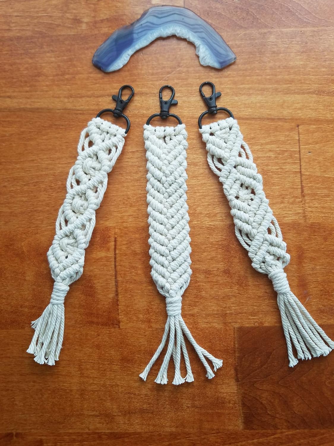 Amazoncom Macrame Keychain Key Chain With Black Swivel - 