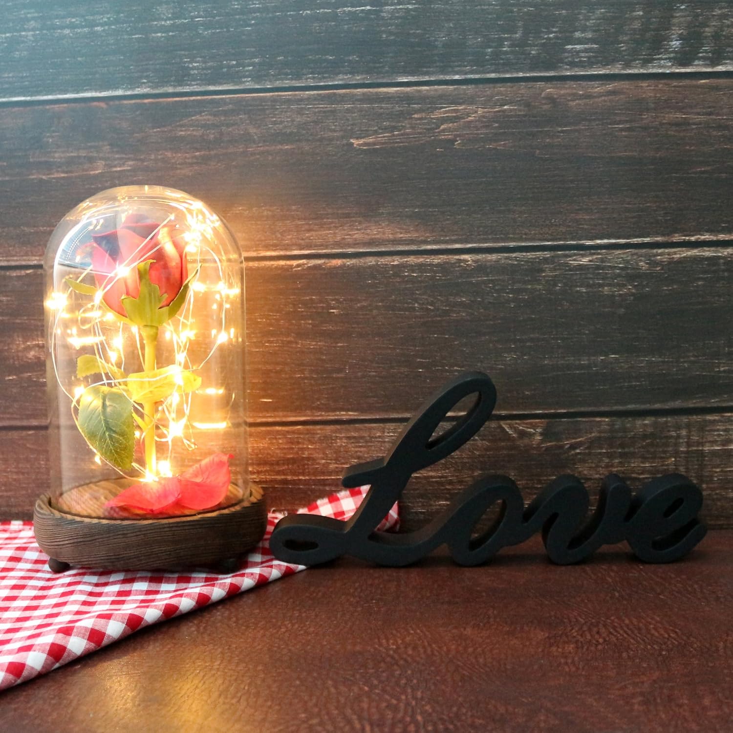 CVHOMEDECO. Black Wooden Words Sign Free Standing "Love" Desk/Shelf/Home Wall/Office Decoration Art, 10.25 x 4.5 x 1 Inch - Image 4