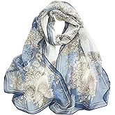 MINIDORA Lightweight Scarves for Women Elegant Floral Pattern Scarf Shawls Sunscreen Head Shawls