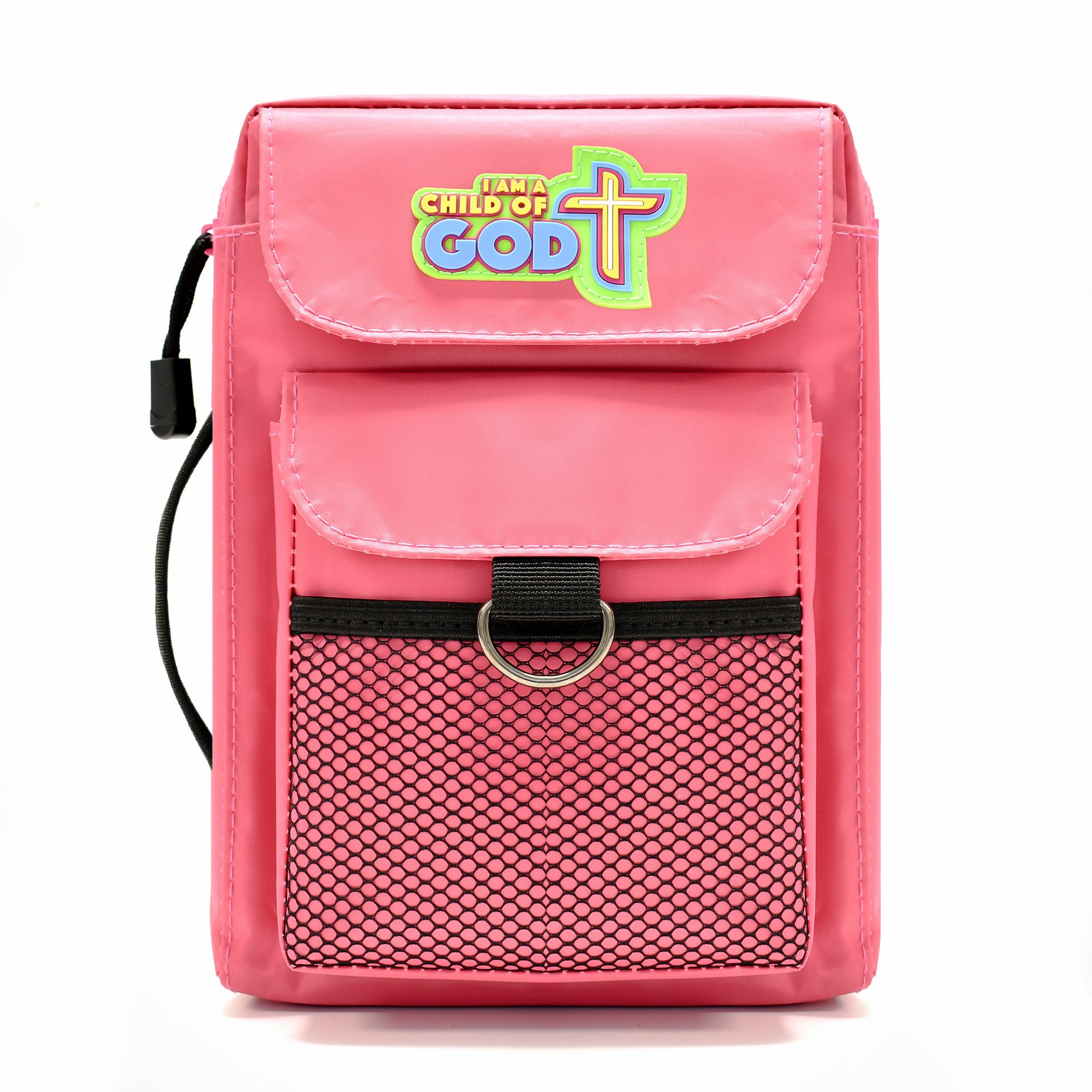 Children's Bible Carrier Pink, Durable Zippered Book Cover Medium Carrying Case, Fits up to 8.50 x 6.25 x 2 inches with Pockets