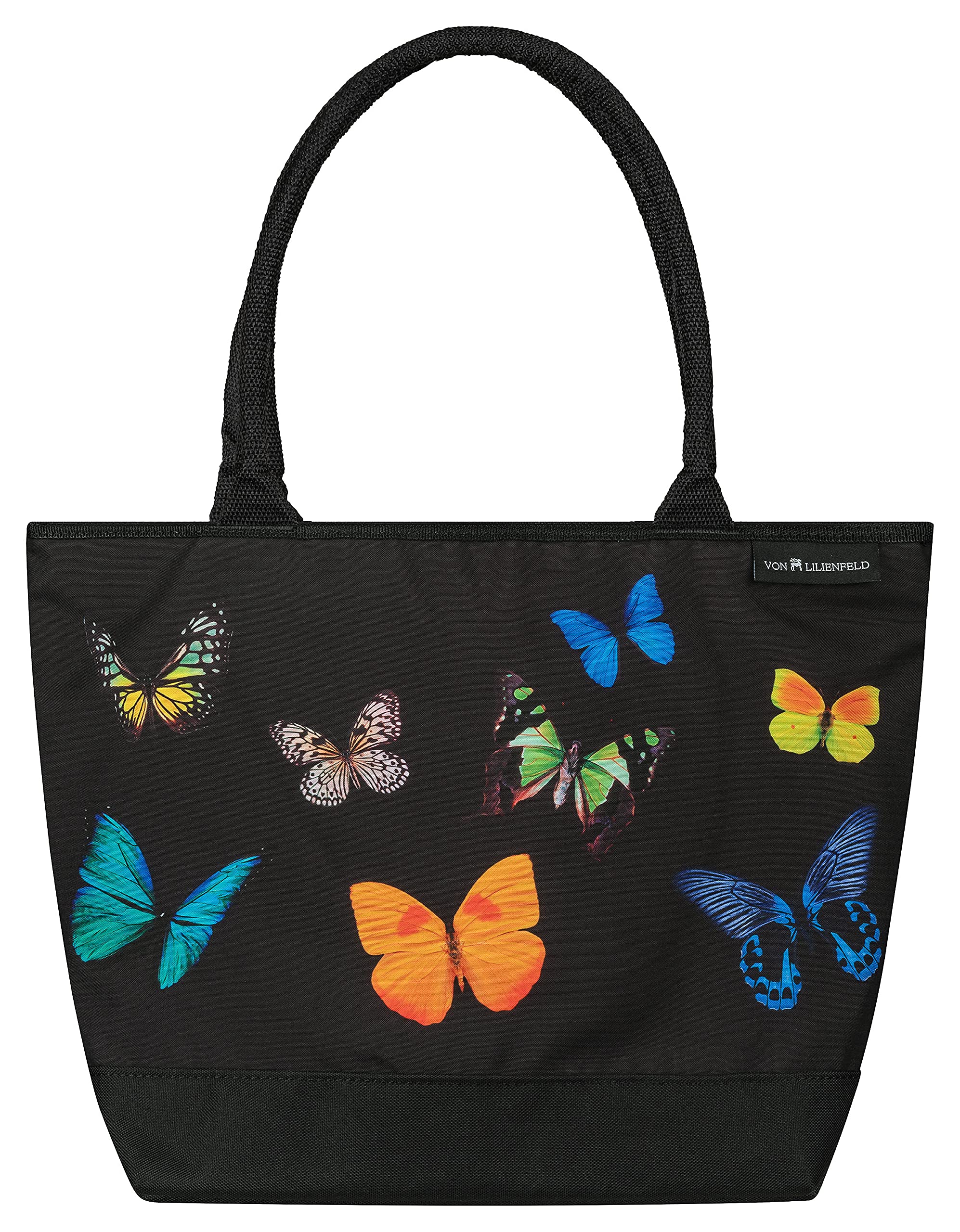 VON LILIENFELD Handbag Butterfly Dance Design Shopper Dimensions L 42 x H 30 x D 15 cm Beach Bag Handbag Office, multicoloured, Contemporary