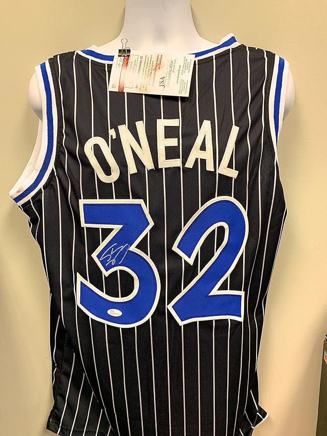 Shaquille O'Neal Orlando Magic Signed Autograph Custom Jersey Black Pin JSA Witnessed Certified