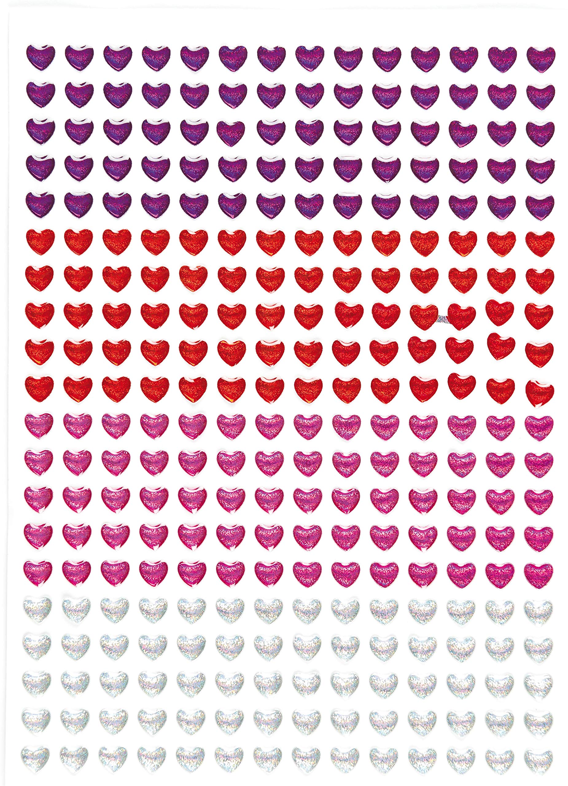 Baker Ross ET825 Crystal Glitter Stick On Heart Stickers - Pack of 280, for Card Craft, Scrapbook Stickers and Arts and Crafts for Kids