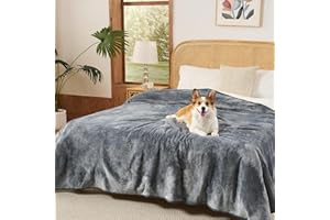 Sunheir Waterproof Dog Blankets for Large Dogs - Cat Blanket Washable for Bed/Couch, Soft Sherpa Fleece Puppy Throw Blanket t