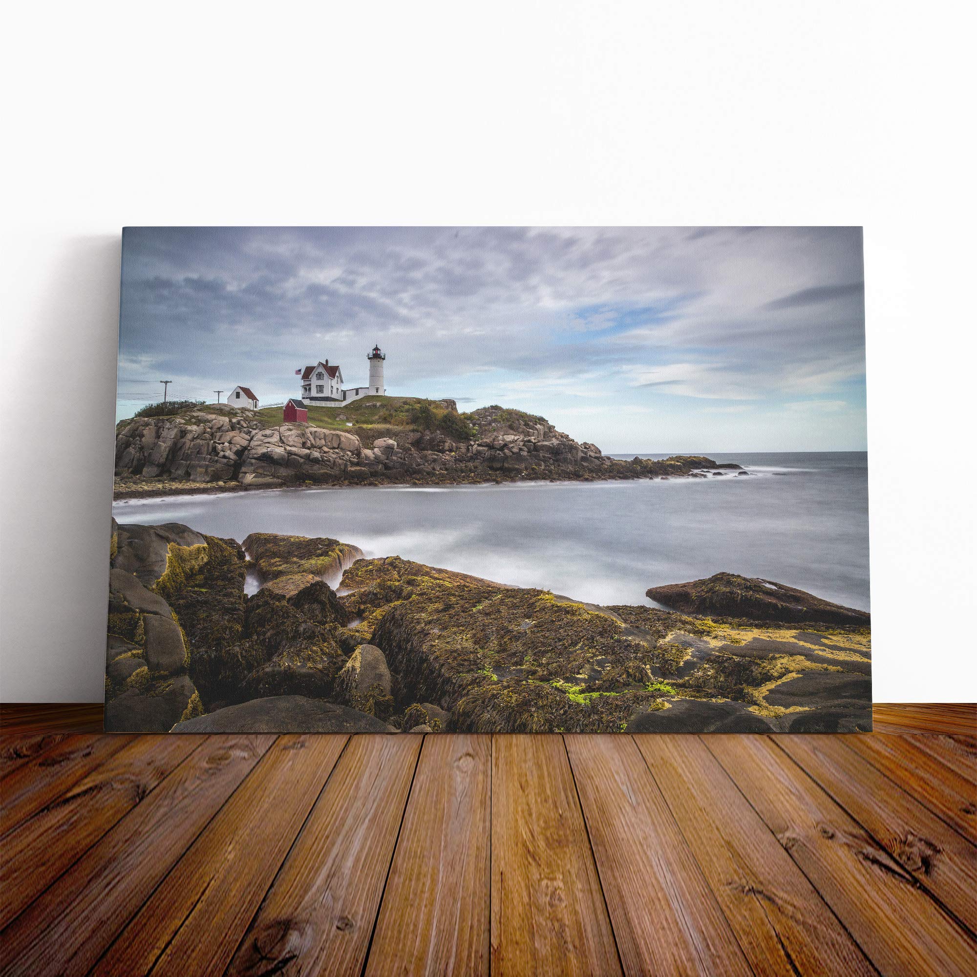 Seascape Lighthouse Canvas Print | Gallery Wrapped 30mm Frame Wall Art | 20x14 inches | Ready to Hang | Modern Seascape Picture | Living Room Bedroom Lounge Office