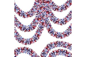 GUTAKZIO 50FT 4th of July Decorations 4th of July Garland Patriotic Garlands Red White and Blue Tinsel Garlands for Party Holiday Memorial Day Independence Day 4th of July Decor