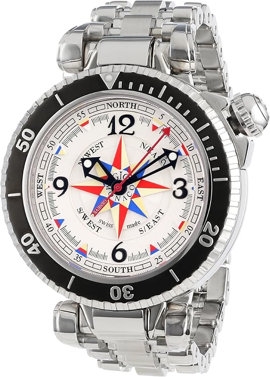 Gio Monaco Men's 369 Poseidon White Dial Automatic Stainless Steel Compass Watch Amazon.in Watches
