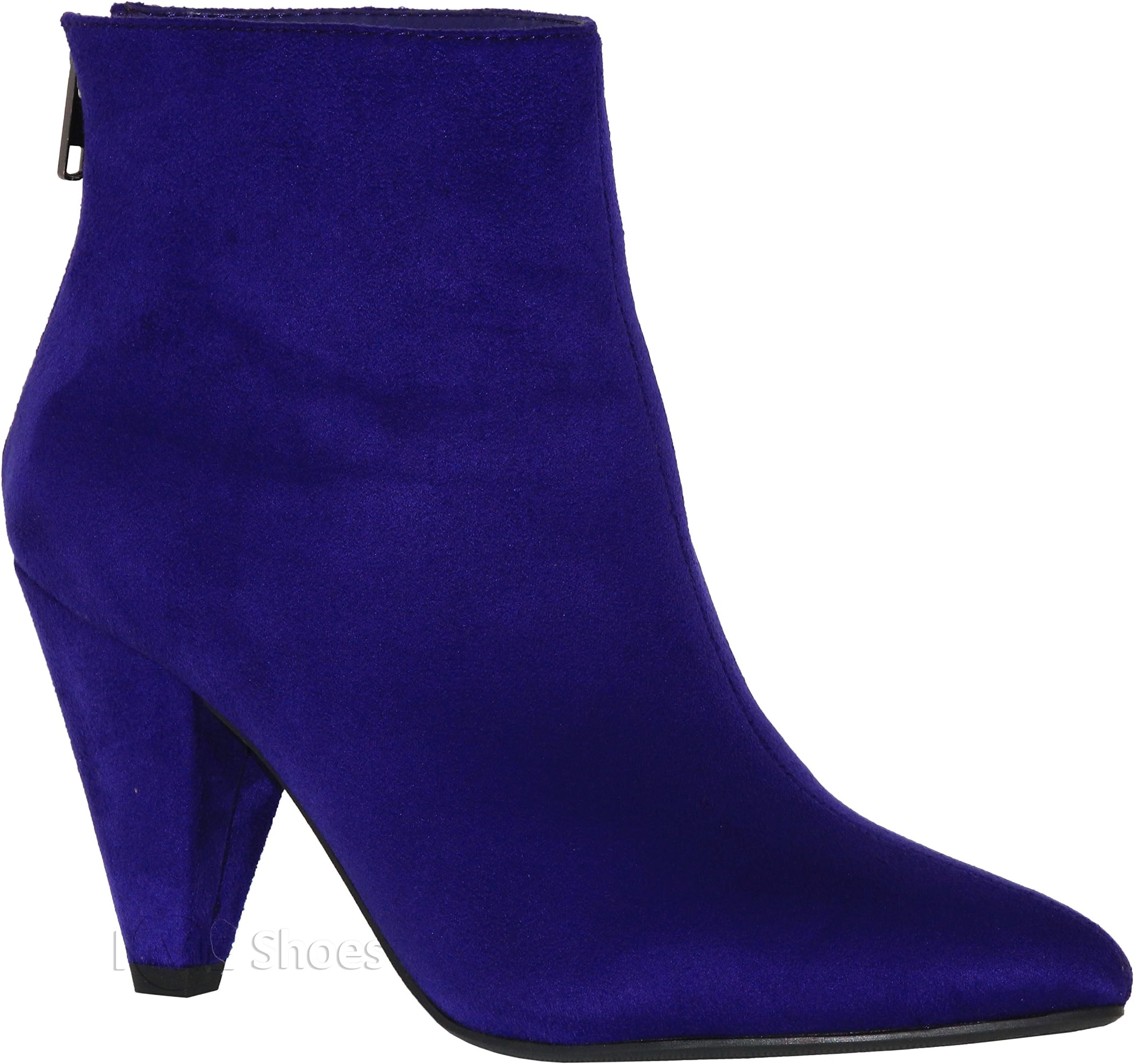 Women's Stylish Ankle Bootie - Low Heel Pointed Toe Back Zipper
