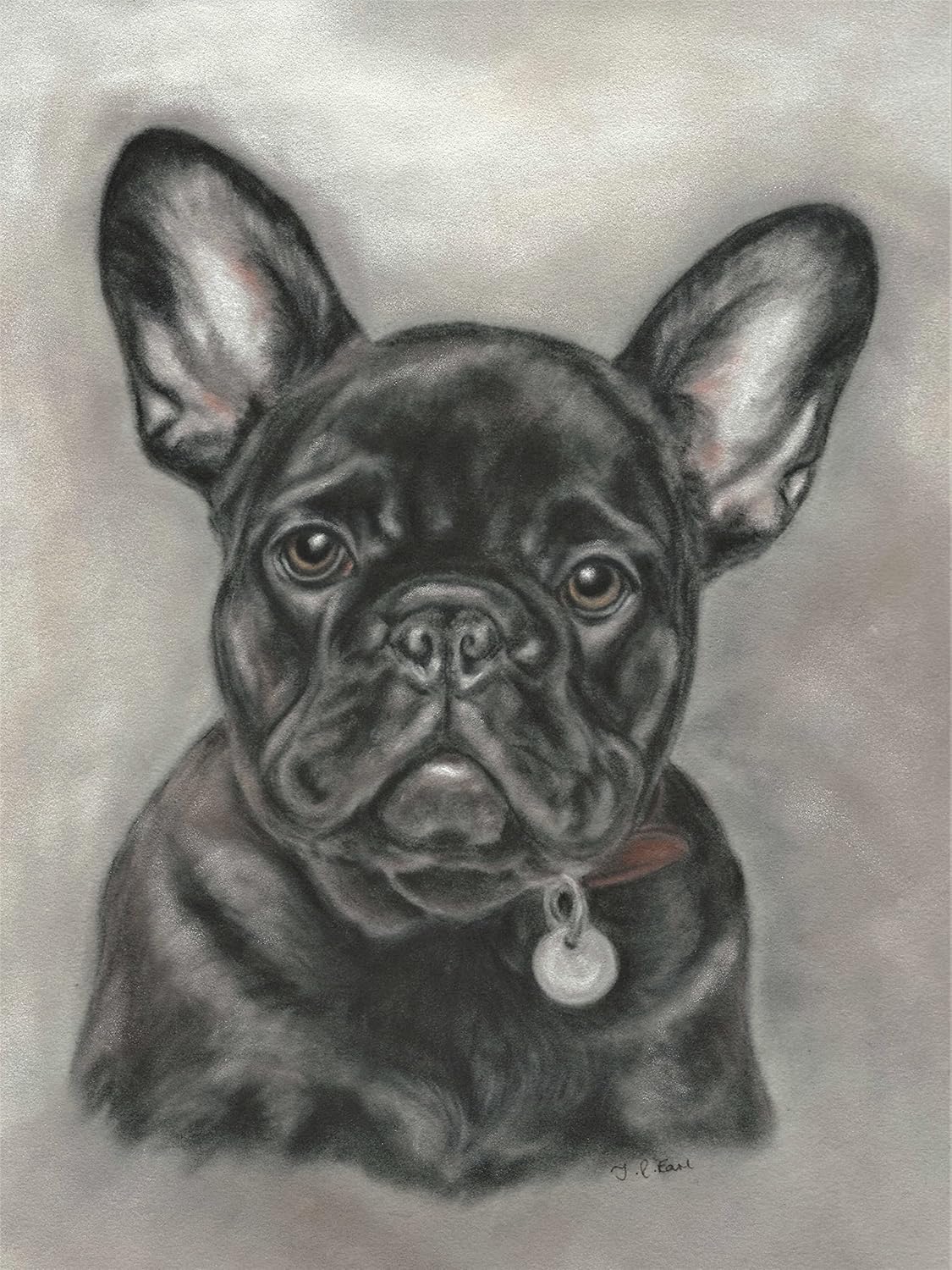 Black French Bulldog Art Print Original Artwork Bulldog Picture A4