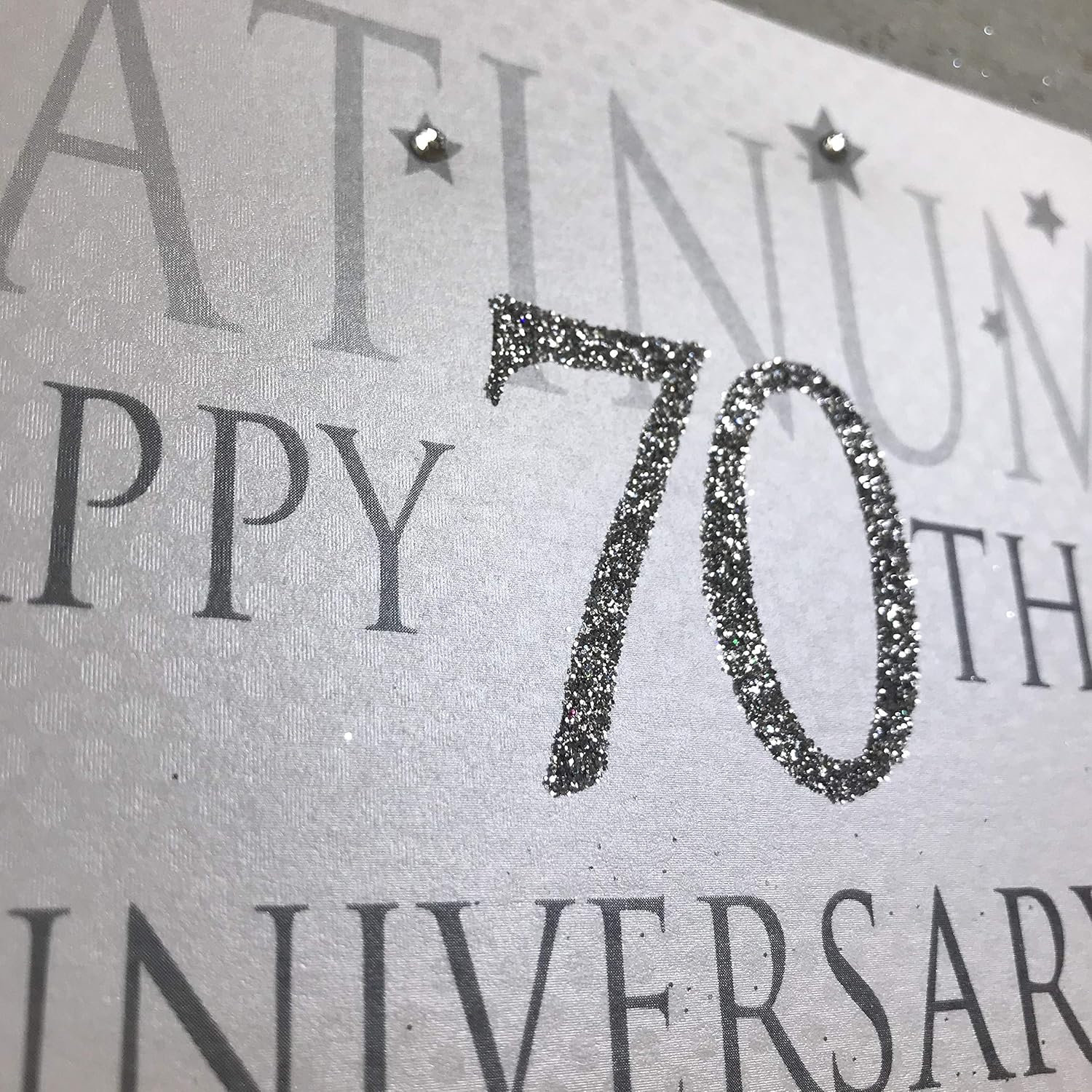 WHITE COTTON CARDS Platinum Happy 70th Love On A Special Day, Handmade Anniversary Card (Code AW70), 16cm x 16cm - Image 3