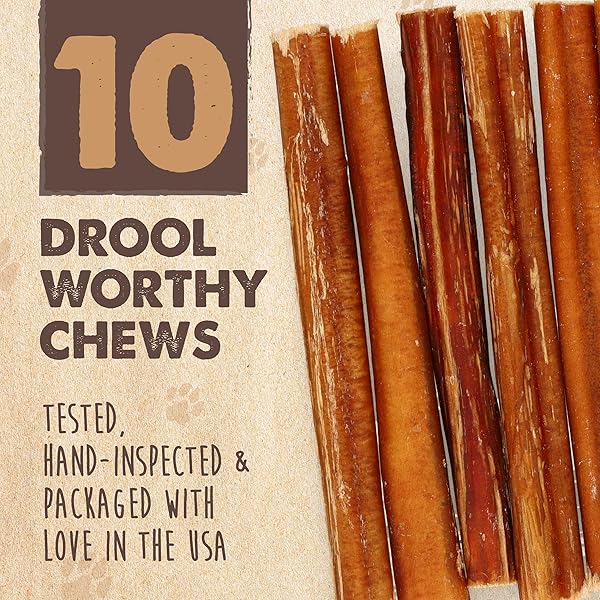 MIGHTY PAW NATURALS BULLY STICKS FOR SMALL & MEDIUM DOGS – GRASS FED BEEF CHEWS. BULLY STICKS FOR LARGE DOGS. LOWER ODOR STICK TREAT. SINGLE INGREDIENT (6″ – 10 PACK)