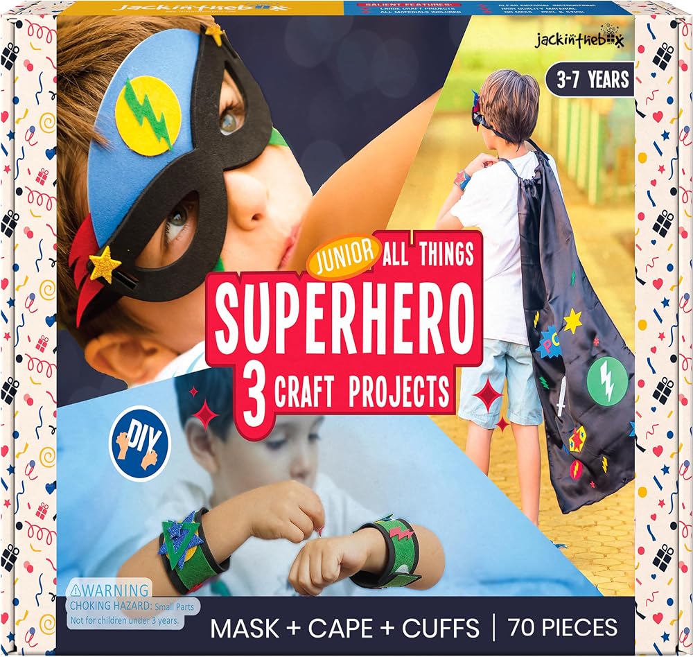jackinthebox Superhero DIY Dress Up Kit 3 in 1 Craft Projects for Kids