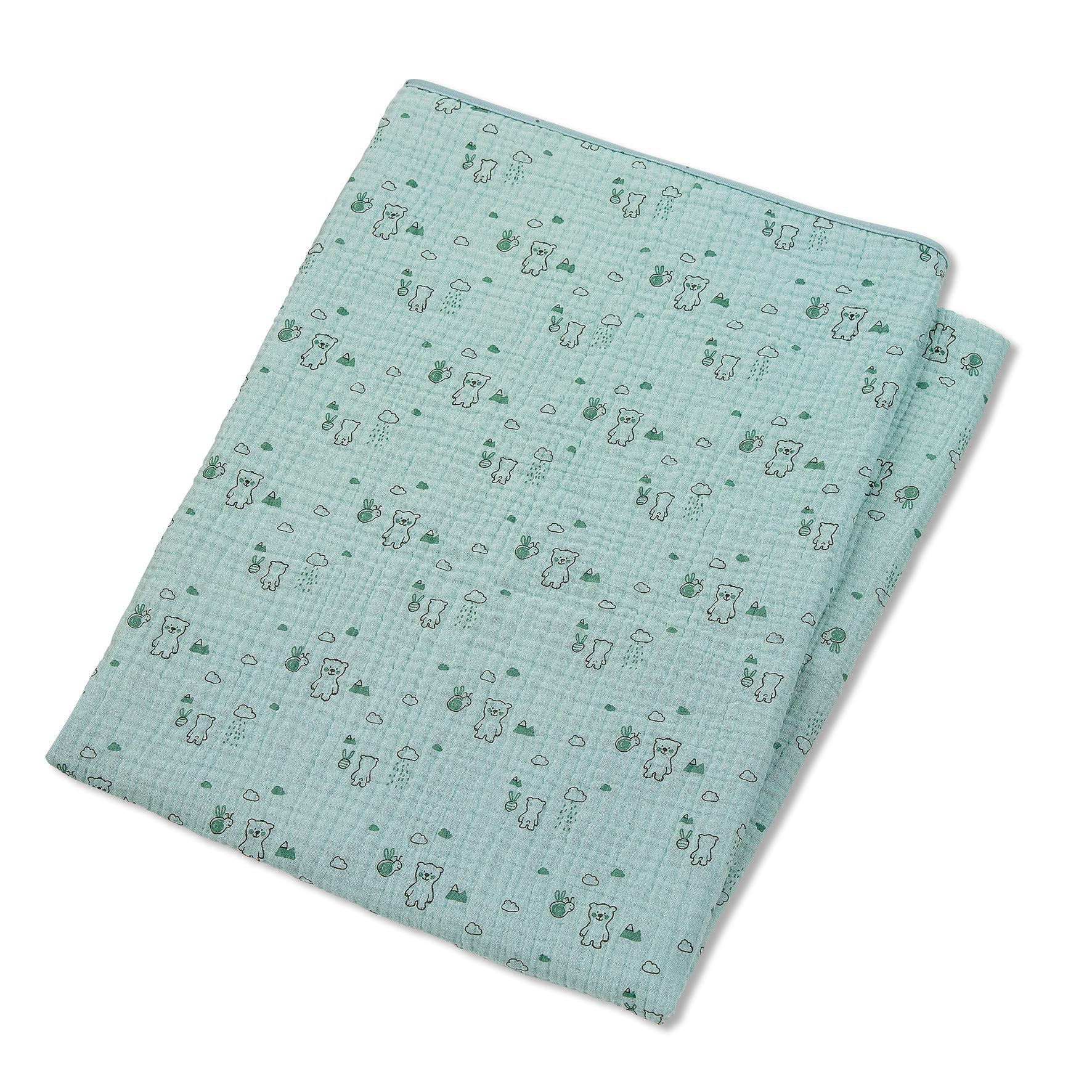 Sterntaler Ben Bear Muslin Comforter Blanket 120 x 120 cm - Light Green