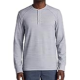 Gaiam Mens Cozy & Cool Henley Shirt, Standard Fit, Stretch Midweight Micro Waffle Jacquard Material