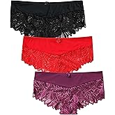 Solavia 6 Pack of Lace Panties for Women, Soft Stretch Hipster, Sexy Cheeky Underwear, Regular & Plus Sizes, S-5XL