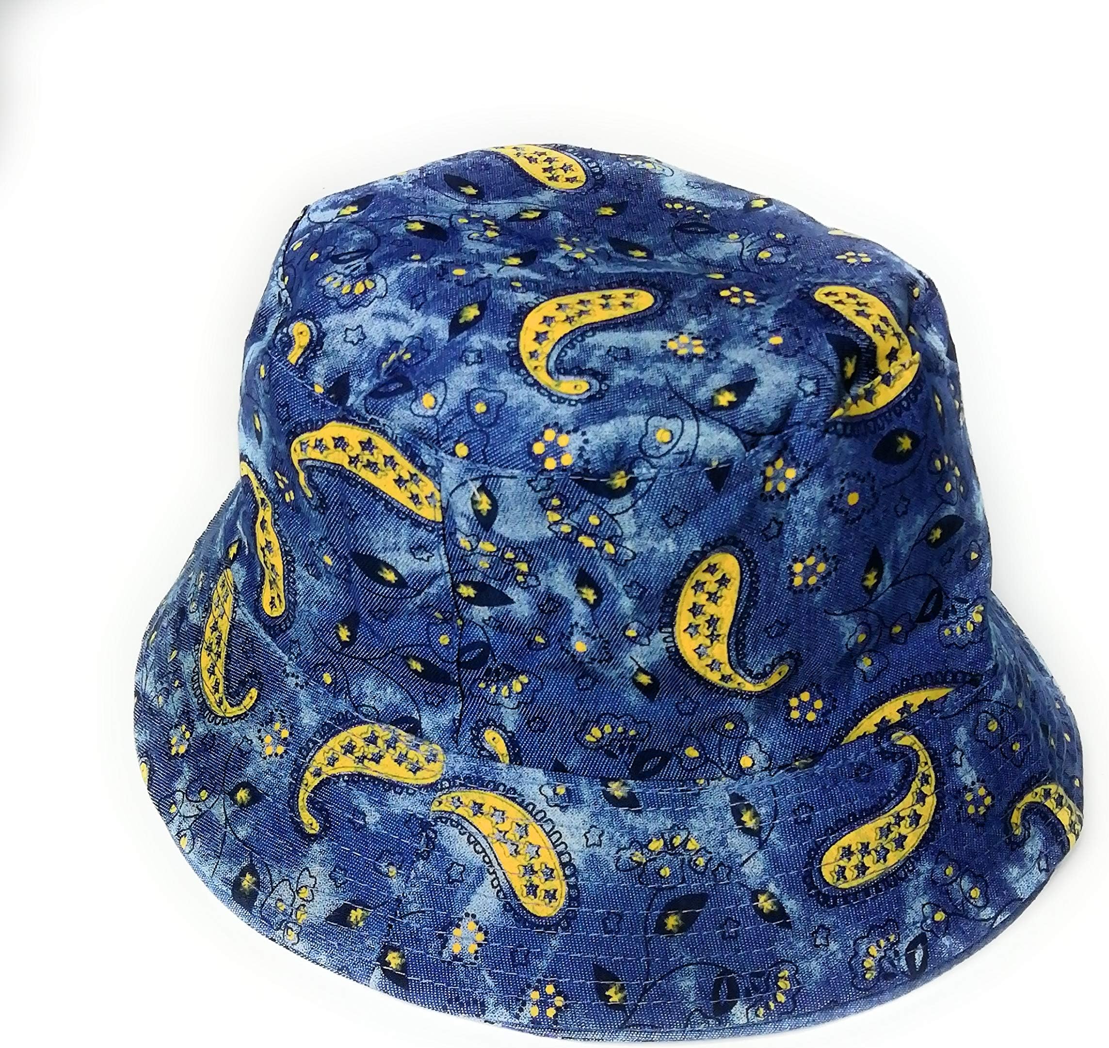 Cool Paisley Print denim Bucket hat - festival holiday sun hats (Multi)