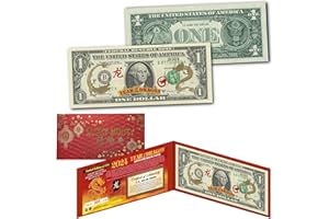 MERRICK MINT 2024 Chinese Lunar New Year Year of The Dragon Gold Uncirculated $1 Dollar Bill Special Edition Collectible Display Holder Red Folio