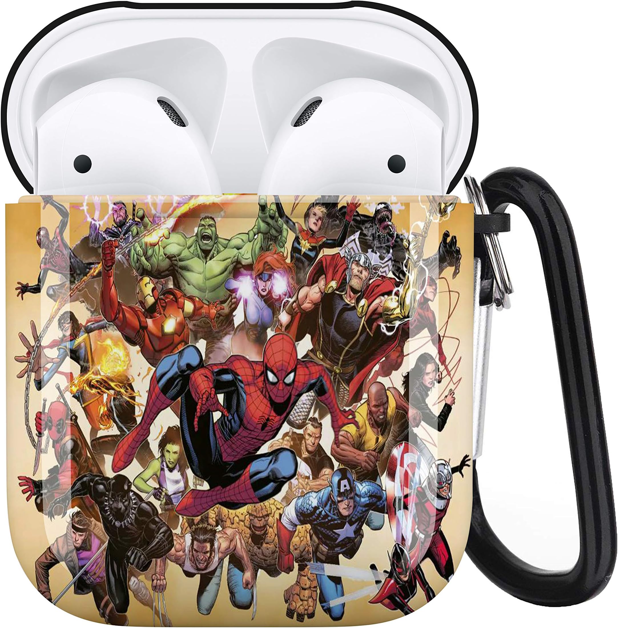 The Marvel Super Heroes Aripiod Personalise Custom, AirPod Case Cover Compatiable with Apple AirPods 1st/2nd,Full Protective Durable Shockproof Drop Proof with Keychain Compatible