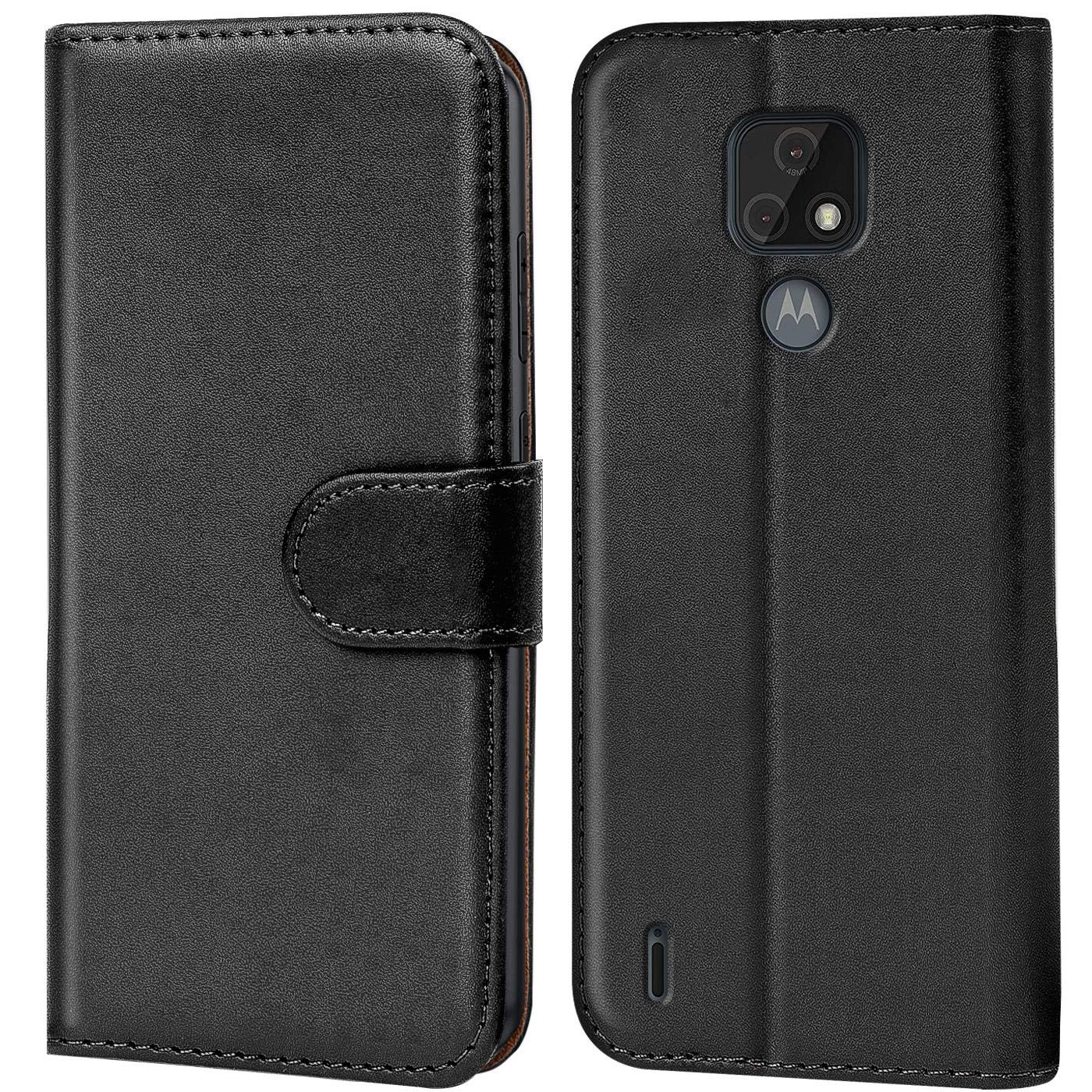 Verco Wallet Case for Motorola Moto E7 Book Cover with Magnetic Closure compatible with Motorola E7 Flip Case with Card Slots Faux Leather - Black