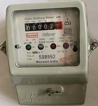 Maxwell Static Sub Meter AC. Single Phase 2 Wire 10-40 AMP Counter Type