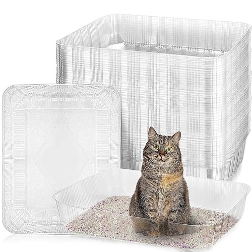 Zubebe 50 Pack Disposable Cat Litter Box for Cats, Large