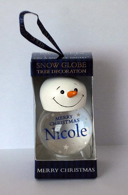 Nicole Personalised Snow Globe Christmas Tree Decoration Amazon