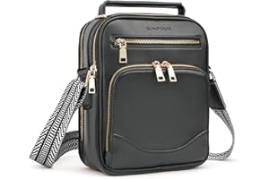 Sunpour Womens Crossbody Purse, Vegan Leather Crossbody Bag Buil-in Wallet RFID Multi- Pocket Handbag Shoulder Bag for Travel