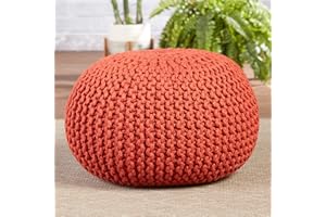 Jaipur Living Vibe Asilah 20"X20"X14" Pouf, Contemporary Red for Outdoor Spaces